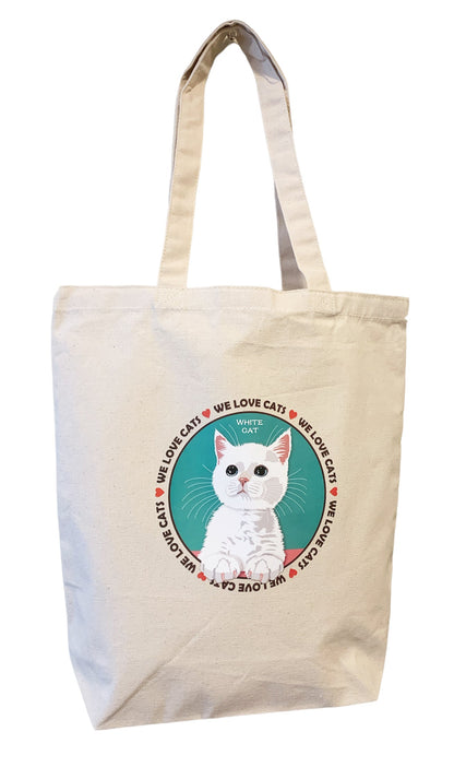 le Bonbon(ル ボンボン)　トートバッグ 白猫 White Cat 猫 イラスト バッグ