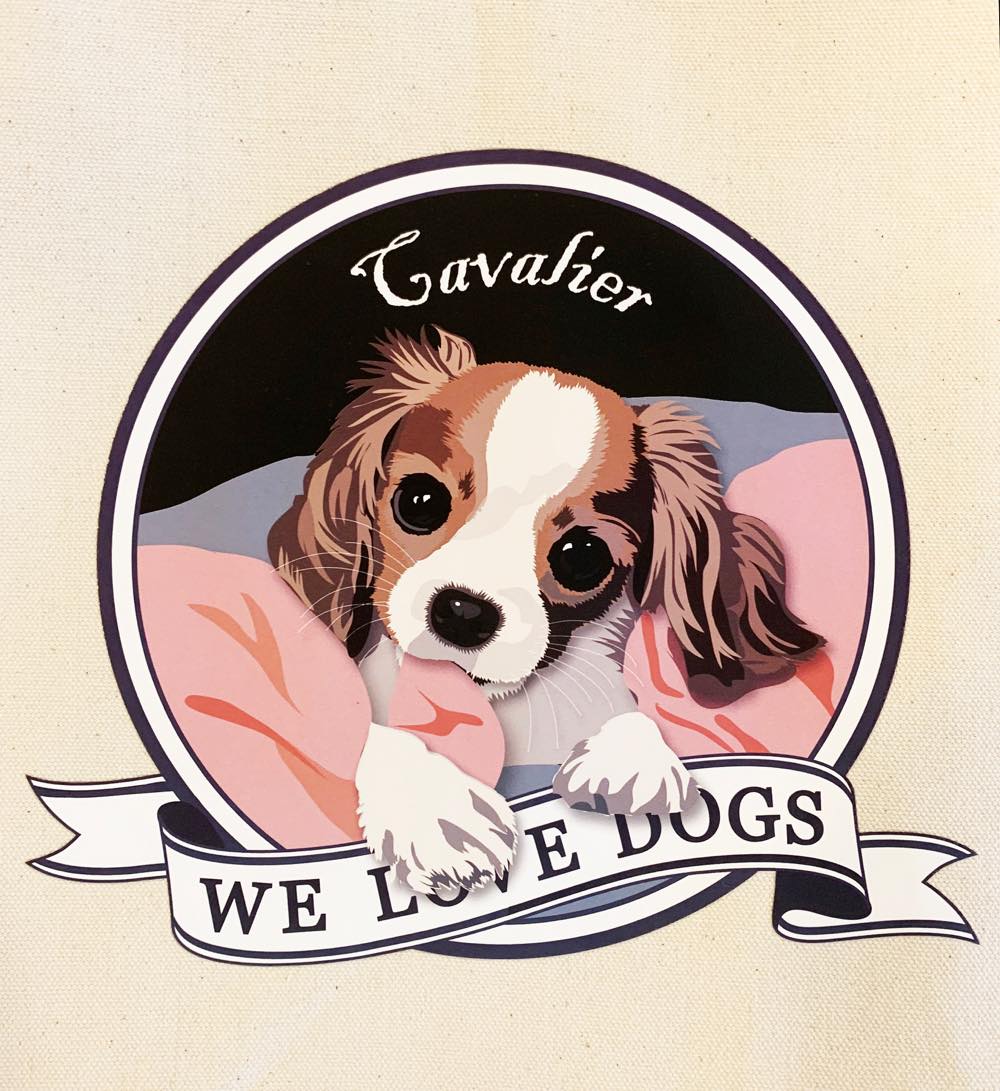 le Bonbon(ル ボンボン)　トートバッグ キャバリア  Cavalier 犬イラスト バッグ