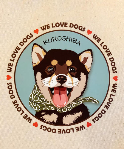 le Bonbon(ル ボンボン)　トートバッグ 黒豆柴犬 Black Shiba Inu 犬イラスト バッグ